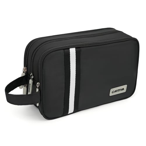 Carttiya Kulturbeutel Herren Reise Kosmetiktasche Wasserabweisende Waschtasche Toilettentasche Makeup Cosmetic Bag Waschbeutel Großer Stauraum Kulturtaschen Toiletry Bag (Schwarz, 5.51L) von Carttiya
