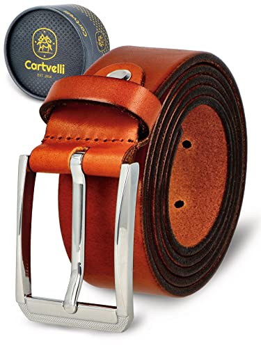 Cartvelli Business Ledergürtel Braun Herren inkl. Geschenkbox Made in Germany - Echt Leder Gürtel Anzug 35mm LordA22b-115 von Cartvelli