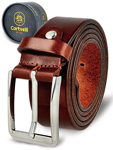 Cartvelli Business Ledergürtel Braun Herren inkl. Geschenkbox Made in Germany - Echt Leder Gürtel Anzug 35mm Rotbraun LordA22rb-100 von Cartvelli