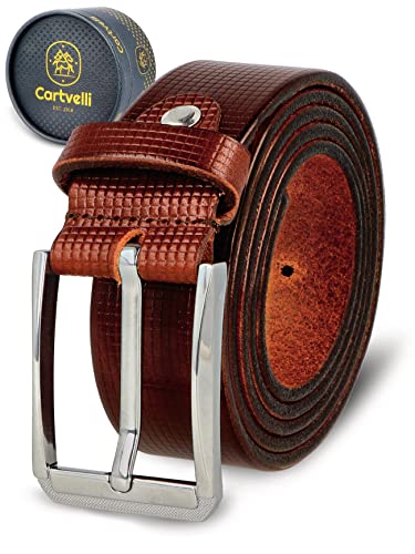 Cartvelli Business Ledergürtel Braun Herren inkl. Geschenkbox Made in Germany - Echt Leder Gürtel Anzug 35mm Rotbraun LordQA22rb-100 von Cartvelli