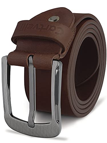 Cartvelli Echt Ledergürtel Herren Braun 38mm - Made in Germany mit Geschenkbox - Herrengürtel Anzug Jeans Chino breiter Leder Herrengürtel Vollleder Jeansgürtel echtleder-gürtel 100cm B20b-100 von Cartvelli