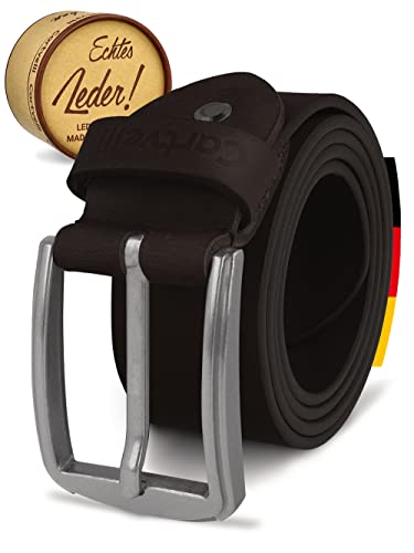 Cartvelli Herren Ledergürtel Dunkelbraun 80cm Made in Germany - 40mm Echt-Leder Gürtel Schnalle Silber Herrengürtel Vollleder Jeansgürtel BS19db-80 von Cartvelli