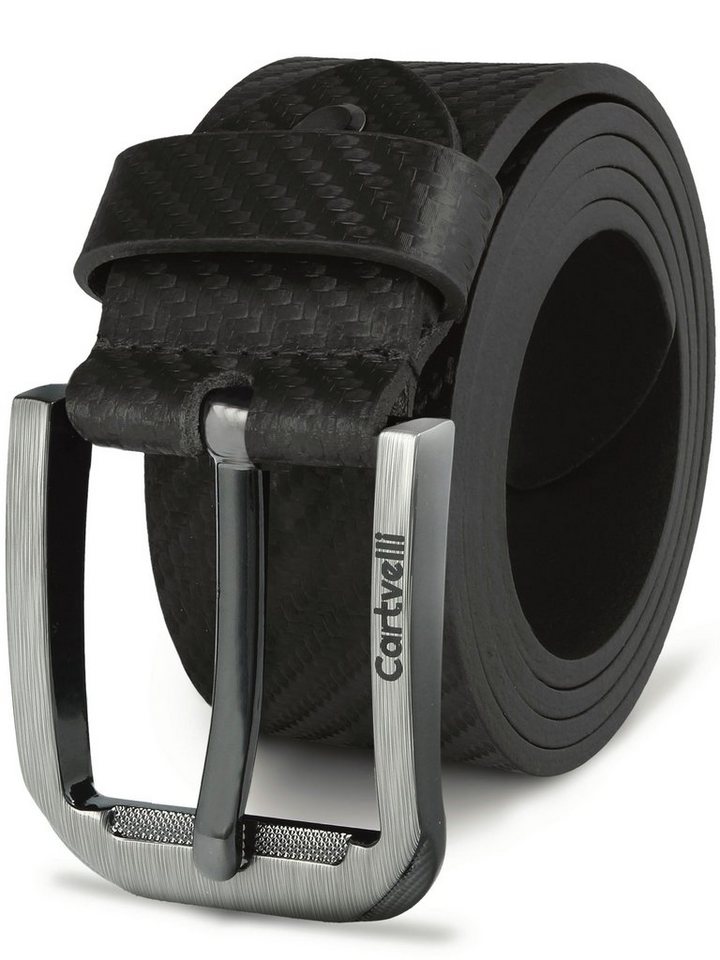 Cartvelli Ledergürtel Ledergürtel Herren Carbon Made in Germany mit Geschenkbox (3 Farben) klassisch edles Design mit wunderbarer Schließe von Cartvelli