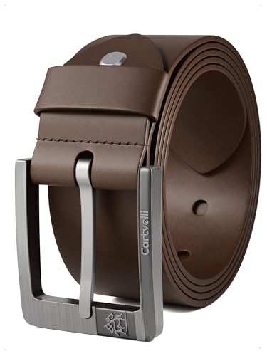 Cartvelli Premium Ledergürtel Herren Dunkelbraun 130cm Made in Germany mit Geschenkbox Echt-Leder Herrengürtel braun Vollleder Jeansgürtel Leder Gürtel 40mm Anzug jeans chino pants M24db-130 von Cartvelli