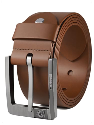 Cartvelli Premium Ledergürtel Herren braun cognac 110cm Made in Germany mit Geschenkbox Echt-Leder Herrengürtel Vollleder Jeansgürtel Leder Gürtel 40mm Anzug jeans chino pants M24b-110 von Cartvelli