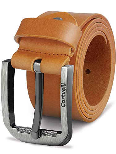 Cartvelli Premium Ledergürtel Herren braun cuero 100cm Made in Germany mit Geschenkbox Echt-Leder Herrengürtel Vollleder Jeansgürtel Leder Gürtel 40mm Anzug jeans chino pants M19c-100 von Cartvelli