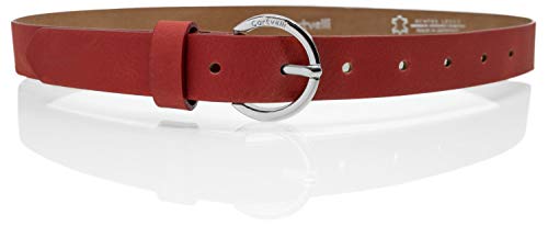 Cartvelli schmaler Ledergürtel Damen Rot 2,5cm mit Geschenkbox - Made in Germany - Gürtel schmal 85cm Schließe Silber DS19r-85 von Cartvelli