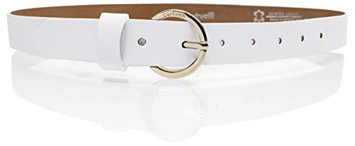 Cartvelli schmaler Ledergürtel Damen Weiß 2,5cm mit Geschenkbox - Made in Germany - Gürtel schmal 105cm Schließe Gold DG19w-105 von Cartvelli