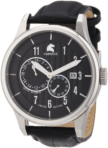 Carucci Watches Herren-Armbanduhr XL Analog Automatik Leder CA2190BK von Carucci