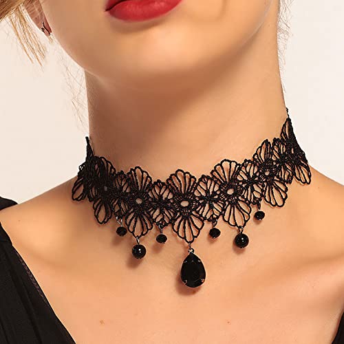 Carufin Black Halskette Ausgraben Blumenkragen Kette Wasser Tropfen Clauvicle Choker Halskette Verstellbarer Schmuck für Frauen und Mädchen Carufin Black Halskette Ausgraben Blumenkragen Kette Wasser Tropfen Clauvicle Choker Halskette Verstellbarer Schmuck für Frauen und Mädchen von Carufin