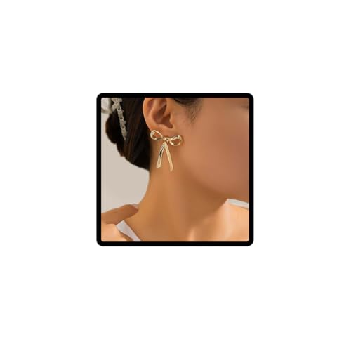 Carufin Gold Bow Knot Ohrringe, Stud Earrings, Schmuck Geschenk für Frauen von Carufin