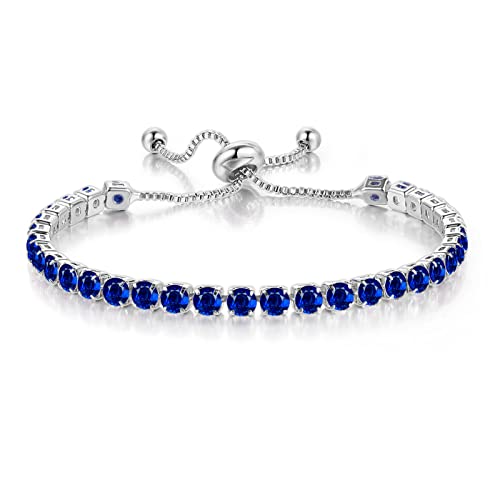 Carufin Classic Sparkling Tennis Armband Kristall Handgelenk Kette Einstellbare Hand Zubehör Schmuck für Frauen Mädchen (Royal Blue) von Carufin