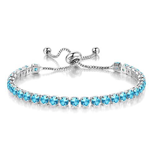 Carufin Classic Sparkling Tennis Armband Kristall Handgelenk Kette Einstellbare Hand Zubehör Schmuck für Frauen Mädchen (blau) von Carufin