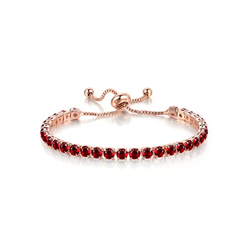 Carufin Classic Sparkling Tennis Armband Kristall Handgelenk Kette Einstellbare Hand Zubehör Schmuck für Frauen Mädchen (rot) von Carufin