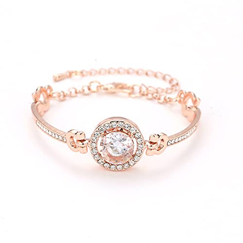 Carufin Classic Sparkling Tennis Armband Kristall Handgelenk Verstellbare Kette Hand Schmuck Zubehör für Frauen Mädchen (Aro Rosa) von Carufin