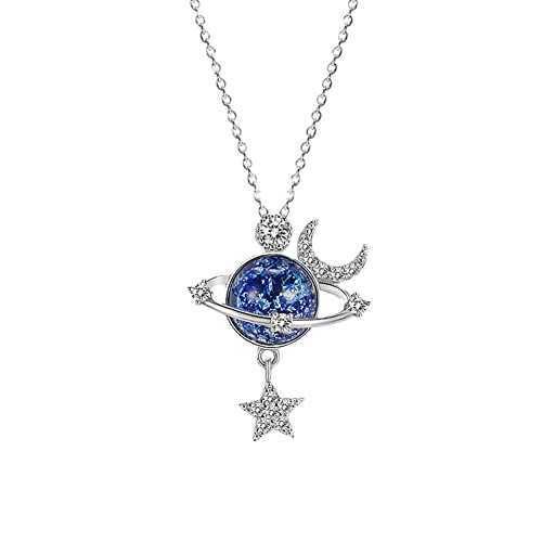 Carufin Cosmic Planet Halsketten Asteroid Kristall Schlüsselbein Kette Schmuck für Frauen Mädchen von Carufin