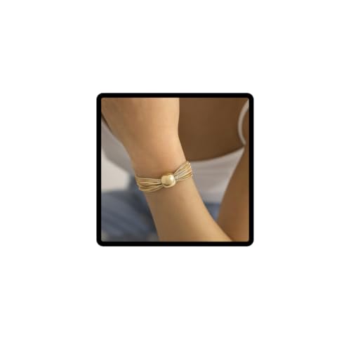 Carufin Hip-Hop Kugel Anhänger Halskette Armbänder Multi-layer Chunky Choker Halsketten Dicke Ketten Schmuck für Frauen und Mädchen (Goldarmband) von Carufin