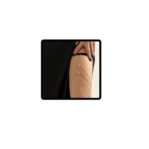 Carufin Kristallperlen Beinkette Oberschenkelkette Gold Körperkette Strand Rave Party Schmuck Körper Accessoire für Frauen und Mädchen (Gold B) von Carufin