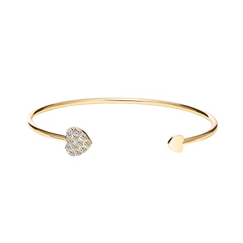 Carufin Love Heart Armband Boho Open Crystal Armreif Armbänder Schmuck für Frauen und Mädchen (Gold) von Carufin