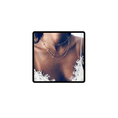 Carufin Mehrschichtige Halsketten, handgefertigt, Goldperlen, Chokerhalskette, verstellbare Kette, Schmuck für Frauen und Mädchen von Carufin