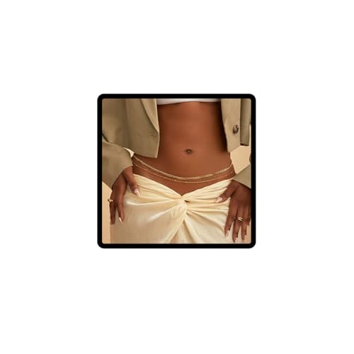 Carufin Perlen Taille Kette Gold Körper Kette Bauchketten Sommer Strand Gürtel Verstellbarer Schmuck Kostüm für Frauen und Mädchen von Carufin