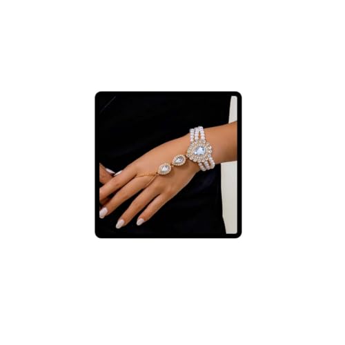 Carufin Retro Perlenkette Armbänder Braut Hochzeit Halskette Armbänder Kristall Halskette Brautschmuck Zubehör für Frauen Mädchen (Weißes Armband) von Carufin