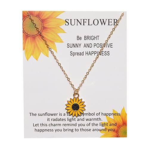 Carufin Sonnenblume Halskette Sonnenblume Ohrringe Blume Sonne Anhänger Schlüsselbein Kette Halsketten Zubehör Schmuck für Frauen und Mädchen (Sonnenblume-Halskette) von Carufin