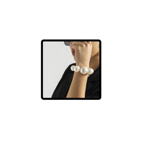 Carufin Vintage Imitation Perle Halskette Armbänder Chunky Perle Choker Halsketten Große Große Perle Halskette Schmuck für Frauen und Mädchen (Silber Armband) von Carufin