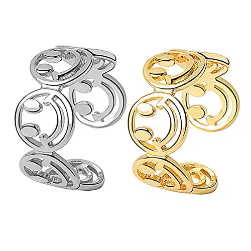 Carufin Vintage Schlange Offene Ringe Kristallkreuz Zeigefinger Ring Smiley Verstellbare Ringe Pintail Ring Schmuck Geschenke für Frauen und Mädchen (2er Pack) (E) von Carufin