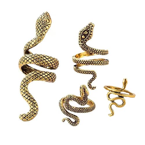 Carufin Vintage Schlange Ring Set Tier Fingergelenk Stapelbare Ringe Knöchelringe Schmuck für Frauen und Mädchen (4er Pack) (Gold) von Carufin