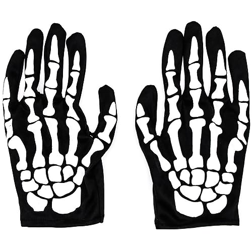 Halloween Skelett Handschuhe Gelenke Klaue Knochen Festivals Handschuhe Cosplay Kostüme Zubehör für Frauen und Männer, Schwarz , Einheitsgröße von Carufin