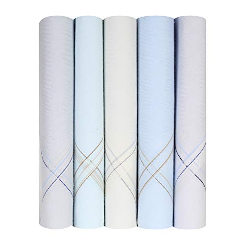 Caruso Italy Men's Luxury 100% Pure Cotton Handkerchief Light Base with Colored Border - Pack of 5 von Caruso Italy