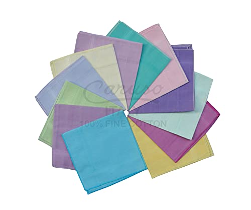 Caruso Italy Women's 100% Pure Cotton Light Multicolor Rangoli Handkerchief (Pack of 12) von Caruso Italy