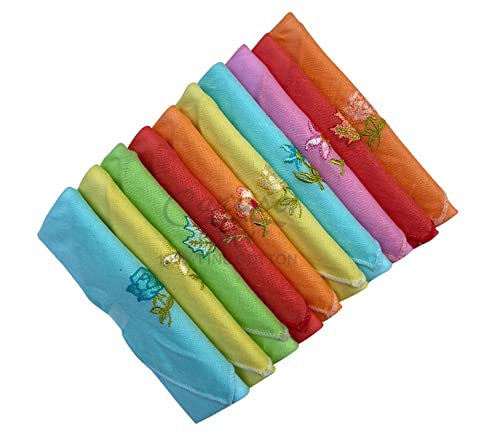 Caruso Italy Women's Embroidered 100% Pure Cotton Handkerchief Lightcolor Pack of 10 von Caruso Italy