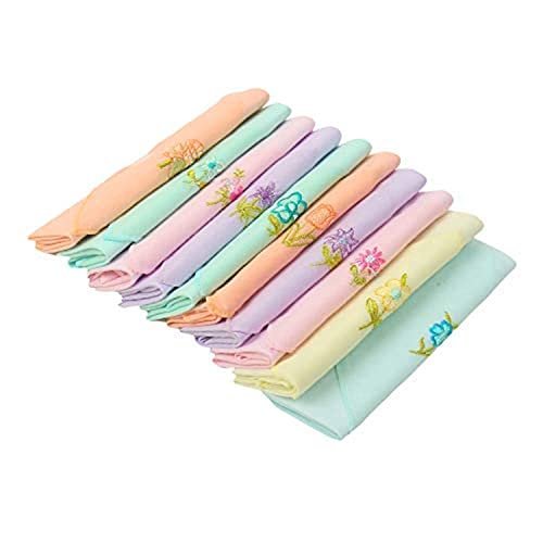 Caruso Italy Women's Embroidered 100% Pure Cotton Hankerchief Multicolor - Pack of 10 von Caruso Italy