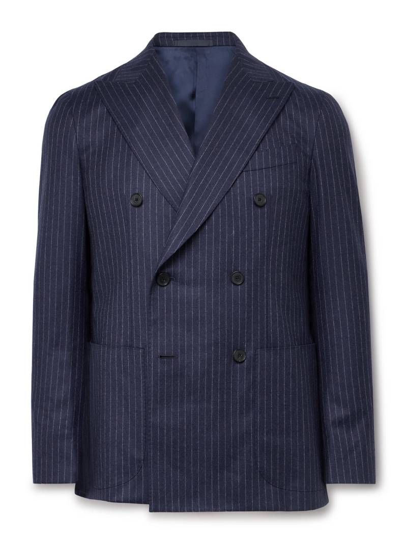 Caruso - Double-Breasted Pinstriped Wool Suit Jacket - Men - Blue - IT 48 von Caruso