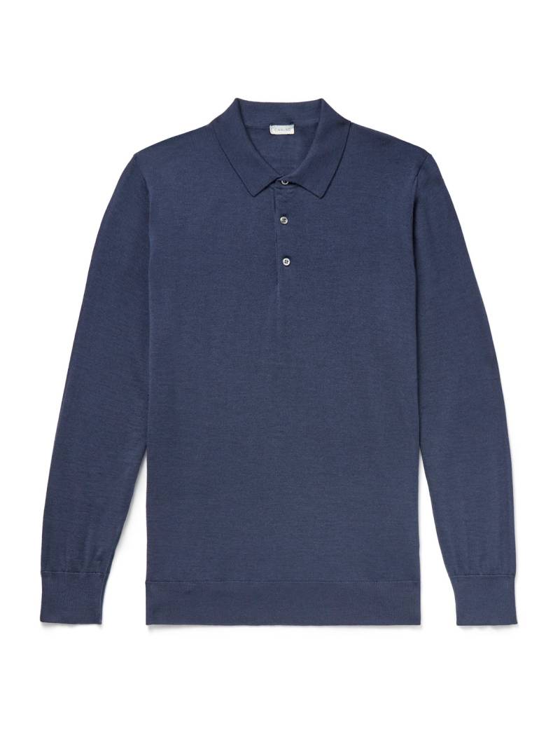 Caruso - Wool, Silk and Cashmere-Blend Polo Shirt - Men - Blue - IT 56 von Caruso