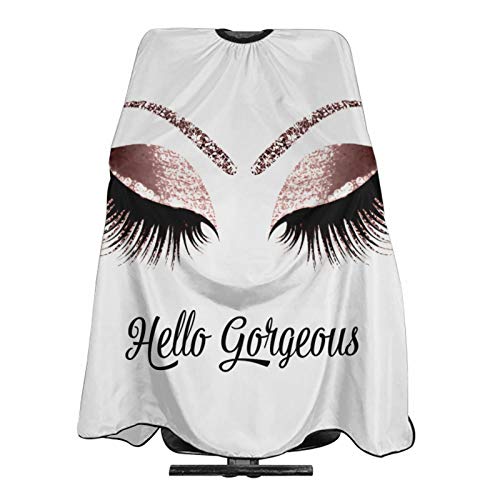 Carwayii Friseurumhang, Hello Girl, wunderschöner Glitzer, Wimpernsalon, Schürze, Haarschneideumhang, Friseursalon-Kits für Frauen, 140 x 168 cm, Schwarz, 55''x66'' von Carwayii