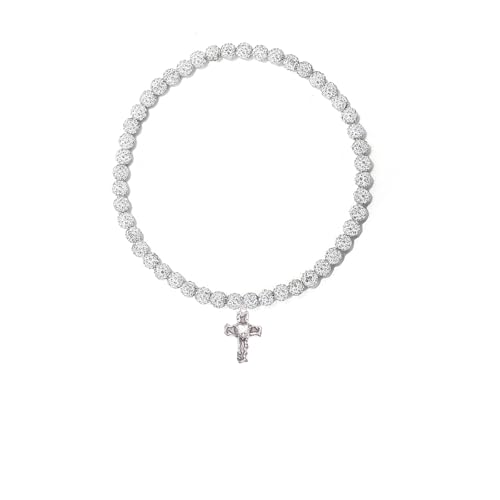 Carzyzhu Baseball-Halsketten für Herren, Baseball-Kreuz-Anhänger, Strassstein-Perlen-Halskette, glitzernd, Baseball-Choker-Halskette, Discoball-Halskette für Baseball-Team-Schmuck, mid, Strass, Kein von Carzyzhu