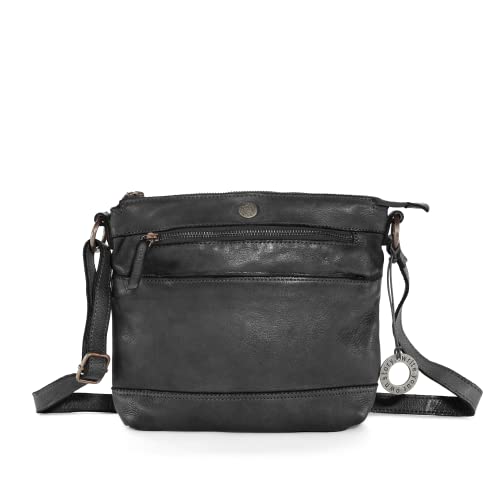 Cas8 Crossovertasche LALE, stilvolle Umhängetasche aus 100% Leder, Damentasche in zeitlosem Design & passend für alle Anlässe, stufenlos verstellbar, graphite von Cas8