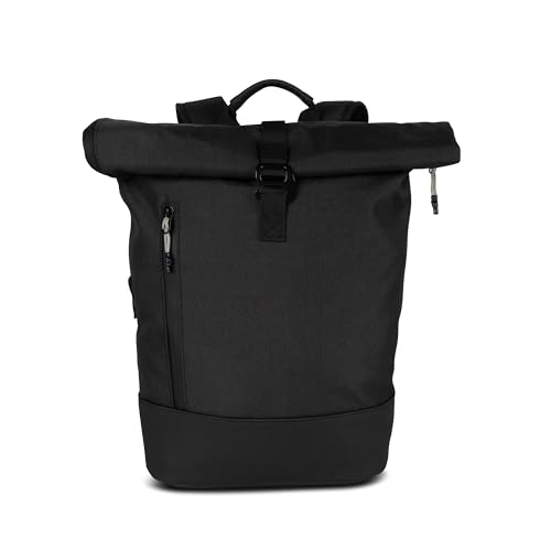 Cas8 Laptoprucksack SOHO, funktioneller Rollrucksack für Damen und Herren, minimalistischer Rucksack mit Rolltop, wasserfester Daypack für Business, Freizeit & Sport, schwarz von Cas8