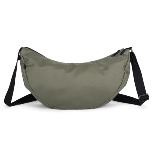 Cas8 Moonbag groß NELE 601 – Umhängetasche aus Nylon, längenverstellbarer Schultergurt, leichte & Geräumige Crossbody Bag mit Reißverschluss – Perfekt für Alltag, Reisen & Freizeit, grün von Cas8