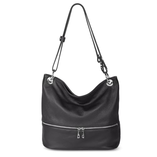 Cas8 Shopper ORNELLA – Schultertasche mit Reißverschluss und Innenorganisation – Umhängetasche mit Steckfächern und abnehmbarem Schultergurt, Damen Tasche für jeden Anlass, schwarz von Cas8