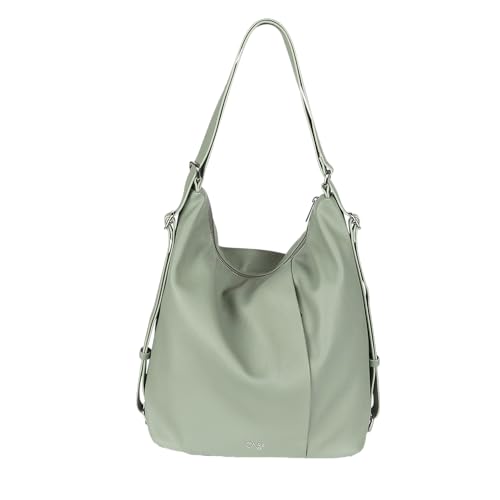 Cas8 Shopper Tasche ELLA 33635, Schultertasche, Business Tasche, Beuteltasche, Tote Bag, Umhängetasche als Rucksack verwendbar für Business Alltag und Schule, light-green von Cas8