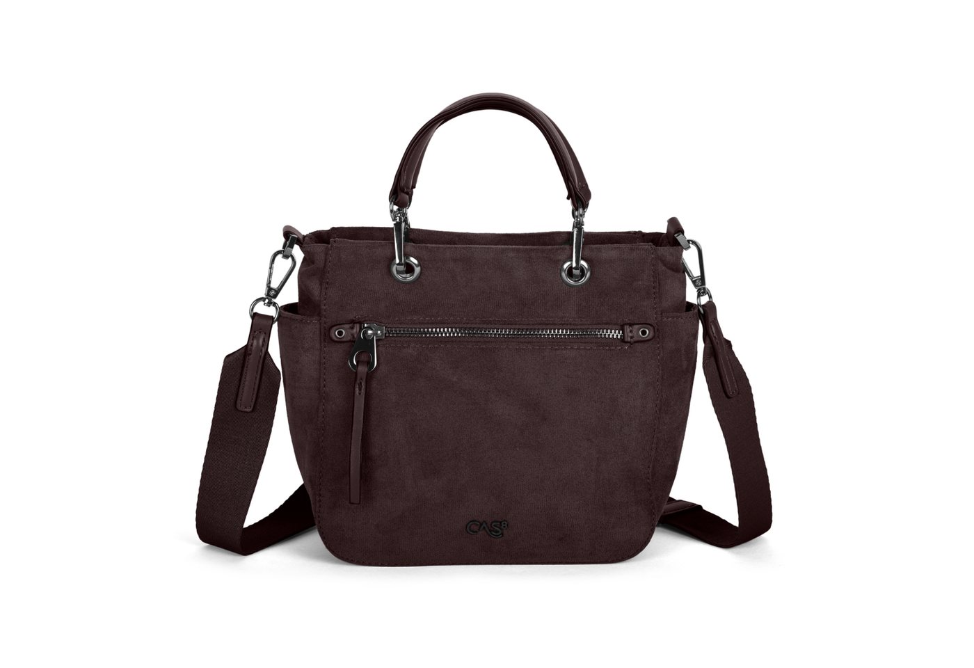 Cas8 Umhängetasche Cas8 Rike 33708 A aus veganem Suede mit Henkel und Schultergurt von Cas8