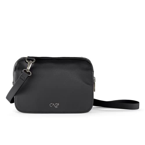 Cas8 Umhängetasche ELLA - Damenhandtasche mittelgroß, moderne Crossover Tasche, Handytasche mit Gurt, Damentaschen nutzbar als Bag, small purse for women, schwarz von Cas8