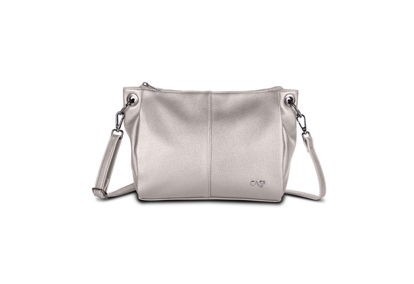 Cas8 Umhängetasche Ella 34506 mit elegantem Metallic Look und funktionalen Fächern von Cas8