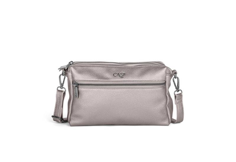 Cas8 Umhängetasche Ella 34509 in Metallic-Optik und 3 gleichgroßen Hauptfächern von Cas8
