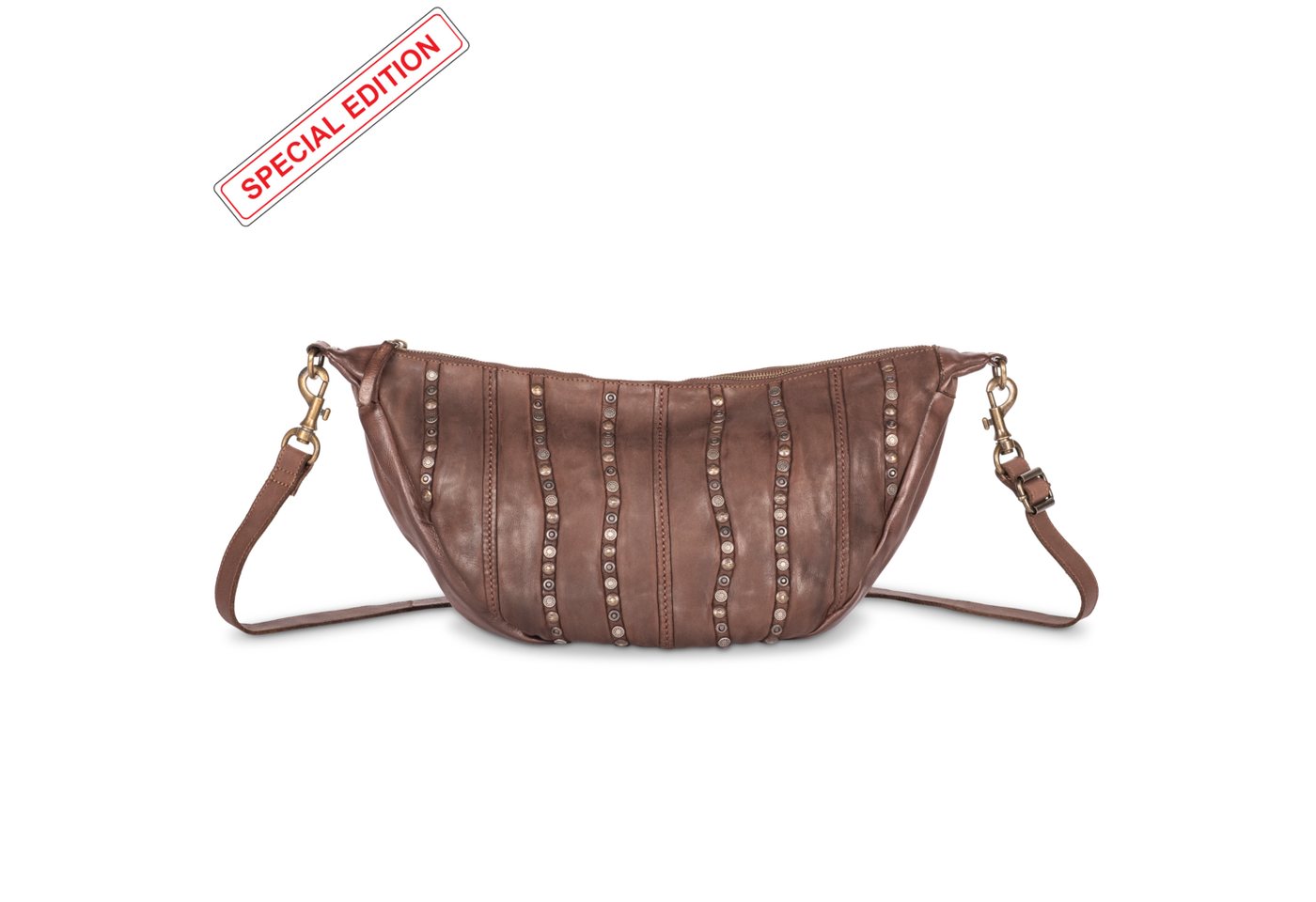 Cas8 Umhängetasche NANCY -Special Collection- Große Moonbag mit Nieten für Damen von Cas8