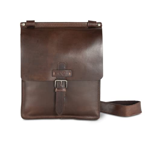 Cas8 men EDINBURGH Umhängetasche für Männer LUAN, Herrentasche aus Echtleder (100% vegetabil gegerbtes Rindleder), brown von Cas8